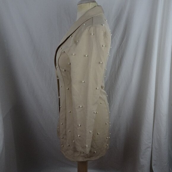 Saint Genies Women Pearls Embellished Tuxedo Collar Blazer Dress Size 6 - Picture 2 of 9